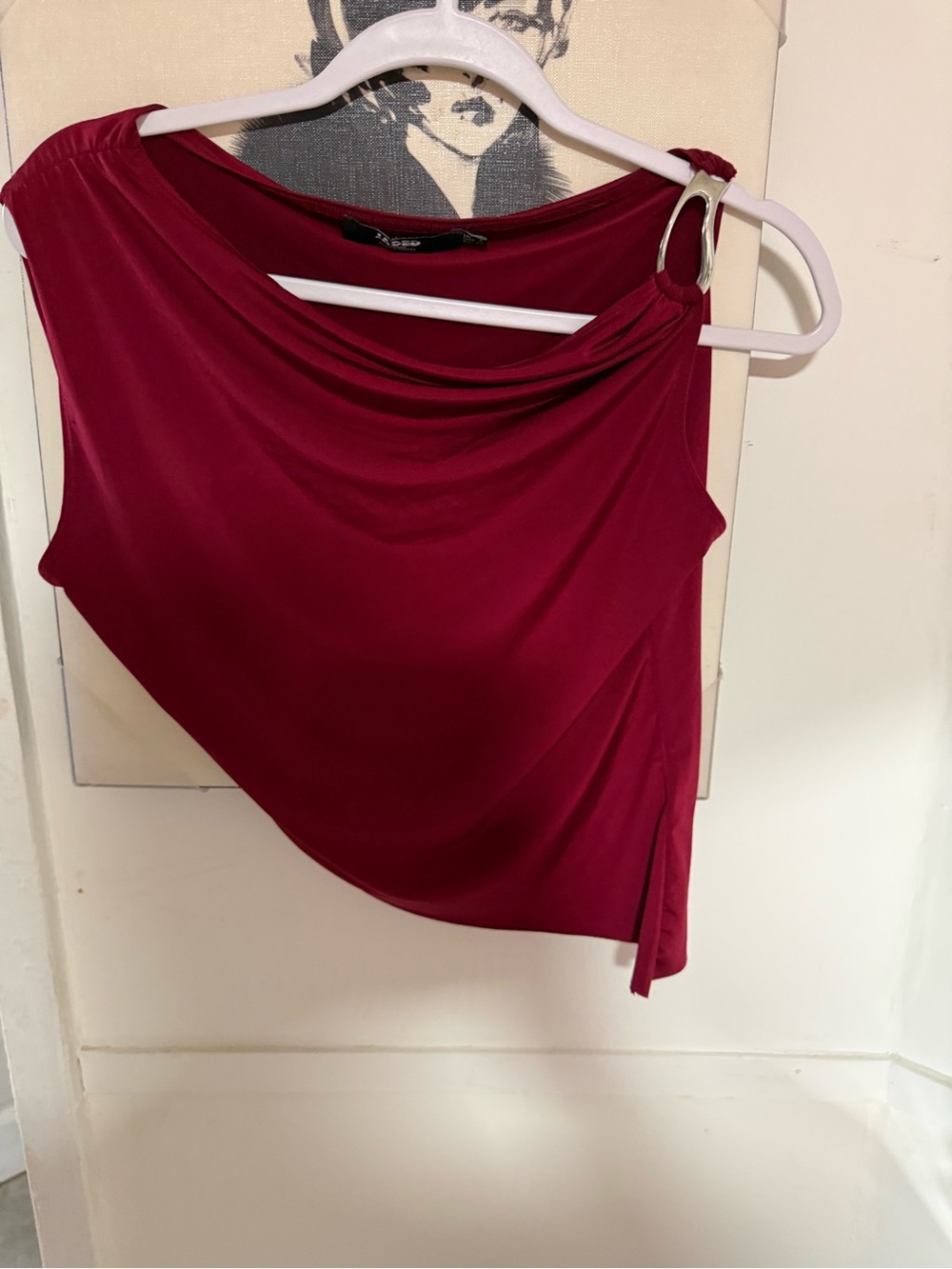 AX Paris Burgundy Asymmetric One-Shoulder Dress with Ring Detail